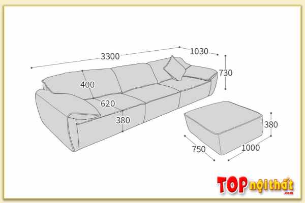 Hình ảnh Chi tiết kích thước sofa văng đẹp SofTop-0744