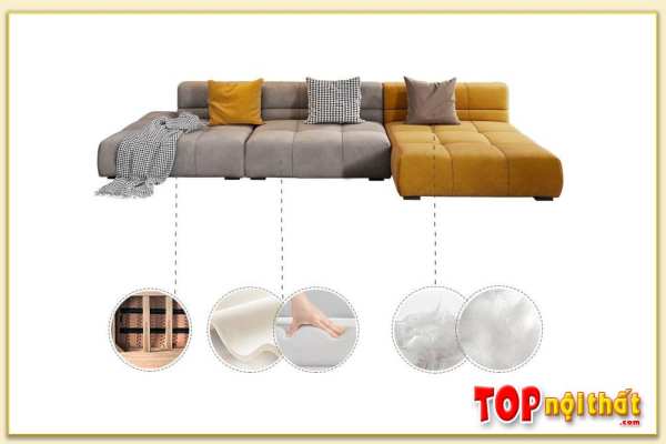 Hình ảnh Chi tiết mẫu ghế sofa góc nỉ chữ L đẹp SofTop-0611