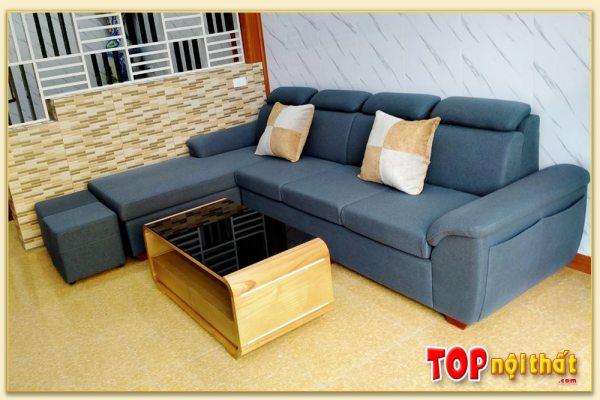 Hình ảnh Ghế sofa góc nỉ chữ L đẹp hiện đại kê phòng khách nhà phố SofTop-0069