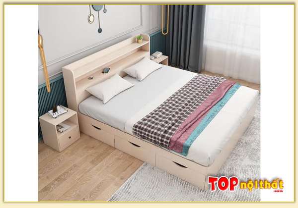 Hình ảnh Giường ngủ đẹp thông minh màu kem GNTop-0295