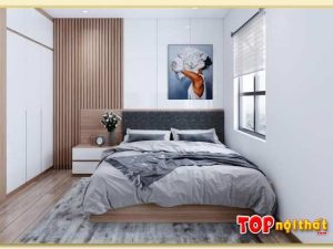 Hình ảnh Giường ngủ đơn giản đầu bọc nệm nỉ đẹp hiện đại GNTop-0169
