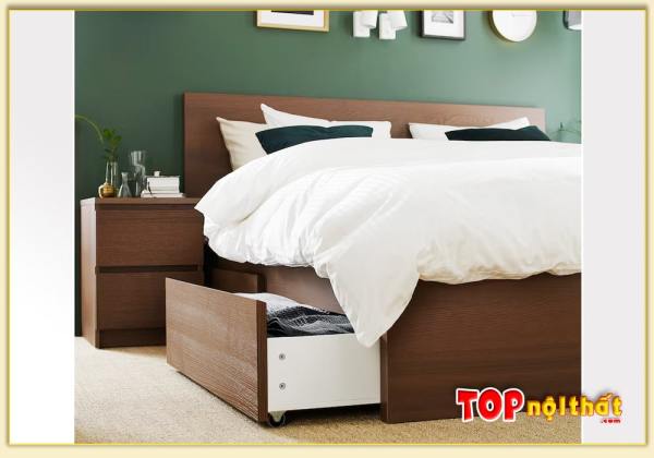 Hình ảnh Giường ngủ đơn giản gỗ MDF có hộc kéo đẹp GNTop-0310