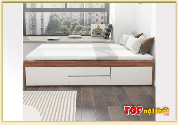 Hình ảnh Giường ngủ đơn giản melamine vân gỗ đẹp GNTop-0248