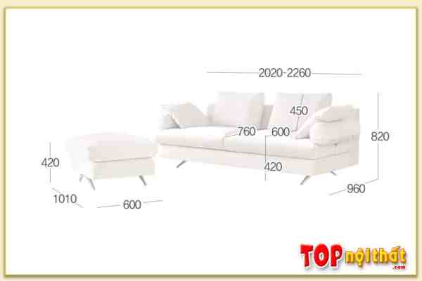 Hình ảnh Kích thước chi tiết mẫu ghế sofa đẹp SofTop-0942