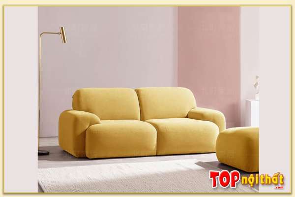 Hình ảnh Mẫu ghế sofa văng bọc vải nỉ 3 chỗ màu vàng SofTop-0662