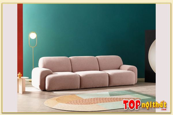 Hình ảnh Mẫu ghế sofa văng nỉ 3 chỗ màu hồng đẹp SofTop-0662