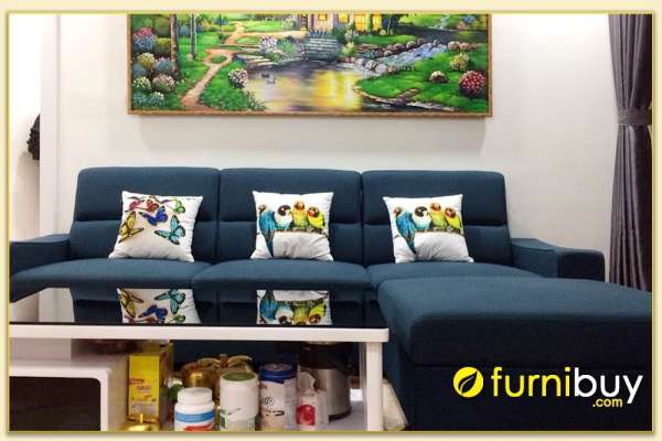Hình ảnh Mẫu sofa phòng khách chung cư đẹp chất liệu nỉ góc L SofTop-3011