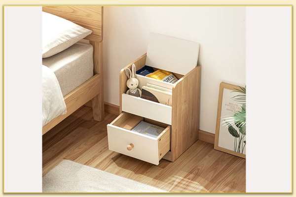 Hình ảnh tủ nhỏ đầu giường 2 ngăn có nắp lật tiện lợi TDGTop-0075