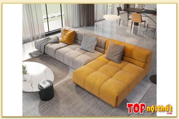 Hình ảnh Sofa nỉ góc chữ L kê phòng khách hiện đại SofTop-0611