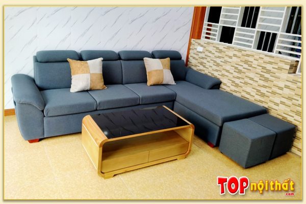 Hình ảnh Sofa nỉ góc chữ L thiết kế đơn giản kê phòng khách SofTop-0069