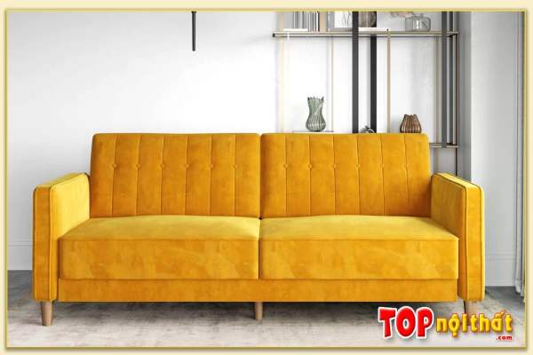 Hình ảnh Sofa văng 2 chỗ bọc nỉ đẹp hiện đại màu vàng xinh SofTop-0111