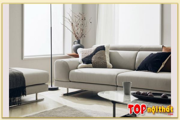 Hình ảnh Sofa văng nỉ đẹp phối cùng đôn ghế Softop-1000