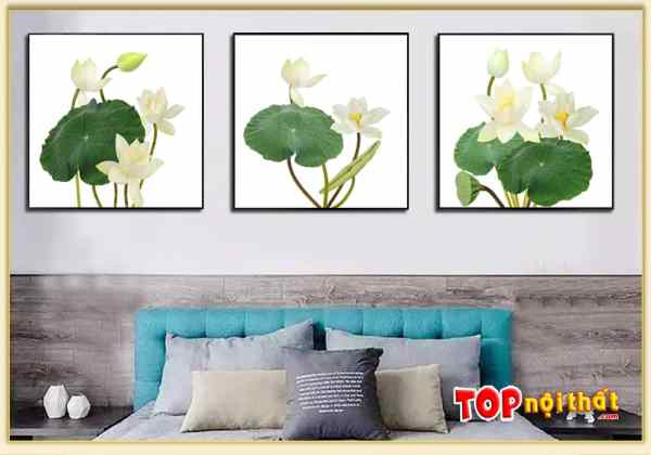Tranh Canvas hoa sen trắng treo tường đẹp hiện đại TraTop-3593