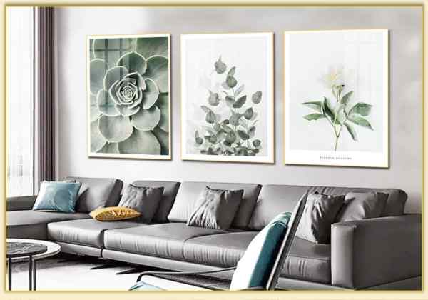 Tranh Canvas hoa sen đá đơn giản đẹp trên sofa da L TraTop-3594