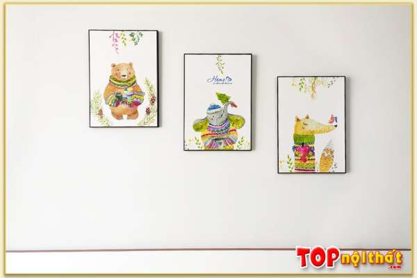 Tranh canvas phòng trẻ em gấu cáo voi TraTop-919060