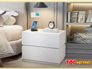 Hình ảnh Tủ đầu giường nhỏ gọn màu trắng TDGTop-0026