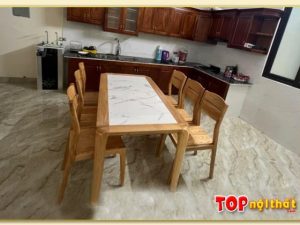Hình ảnh Bộ bàn ăn đẹp 6 ghế gỗ sồi mặt đá BGATop-0001A