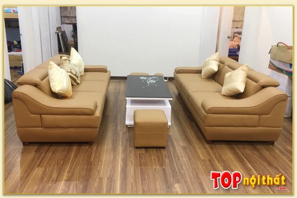 Hình ảnh Ghế sofa văng đẹp chất liệu da thiết kế theo bộ SofTop-0100A
