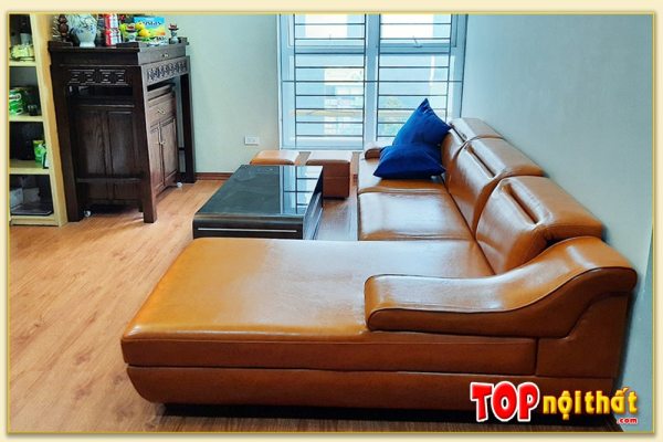 Hình ảnh Sofa da đẹp kiểu dáng chữ L kê phòng khách chung cư SofTop-0097