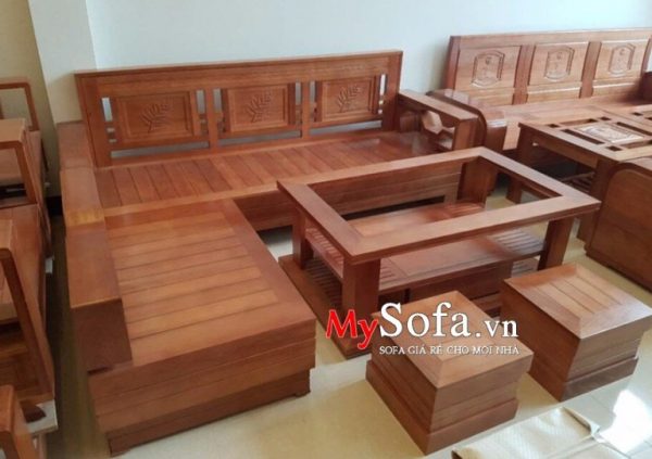 Bộ bàn ghế sofa gỗ tự nhiên giá rẻ kiểu góc