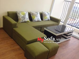 Mẫu ghế sofa nỉ đẹp màu xanh lục