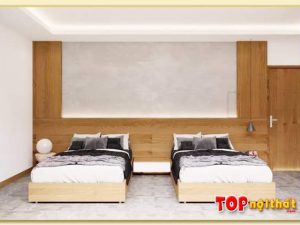 Hình ảnh Giường ngủ đôi cho khách sạn gỗ công nghiệp đẹp GNTop-0127