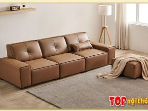 Hình ảnh Ghế sofa văng da đẹp màu nâu da bò SofTop-0890