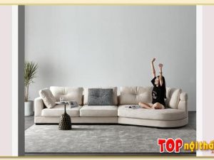 Hình ảnh Sofa văng bọc nỉ phòng khách màu kem SofTop-0673
