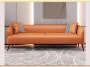 Hình ảnh Sofa văng da chân cao màu cam nổi bật Softop-1805
