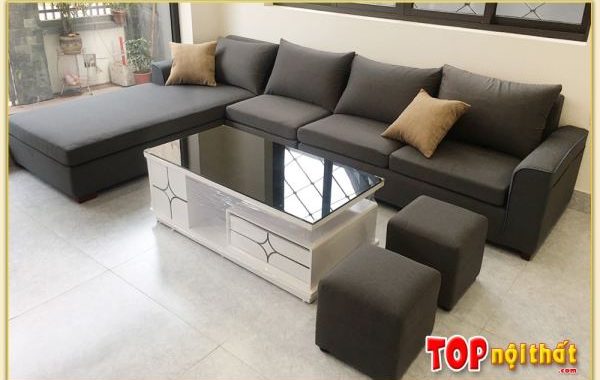 Hình ảnh Ghế sofa nỉ đẹp chữ L kích thước lớn kê phòng khách SofTop-0200
