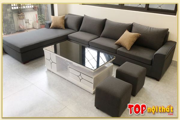 Hình ảnh Ghế sofa nỉ đẹp chữ L kích thước lớn kê phòng khách SofTop-0200