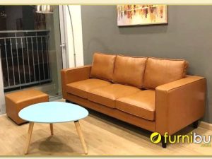 Hình ảnh Mẫu sofa văng 3 chỗ chất liệu da kê chung cư đẹp SofTop-1355